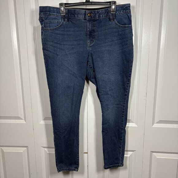Ava & Viv Jeans Sz 18 Mid Rise Skinny Stretch Dark Wash Denim Plus Size Core - Picture 1 of 8